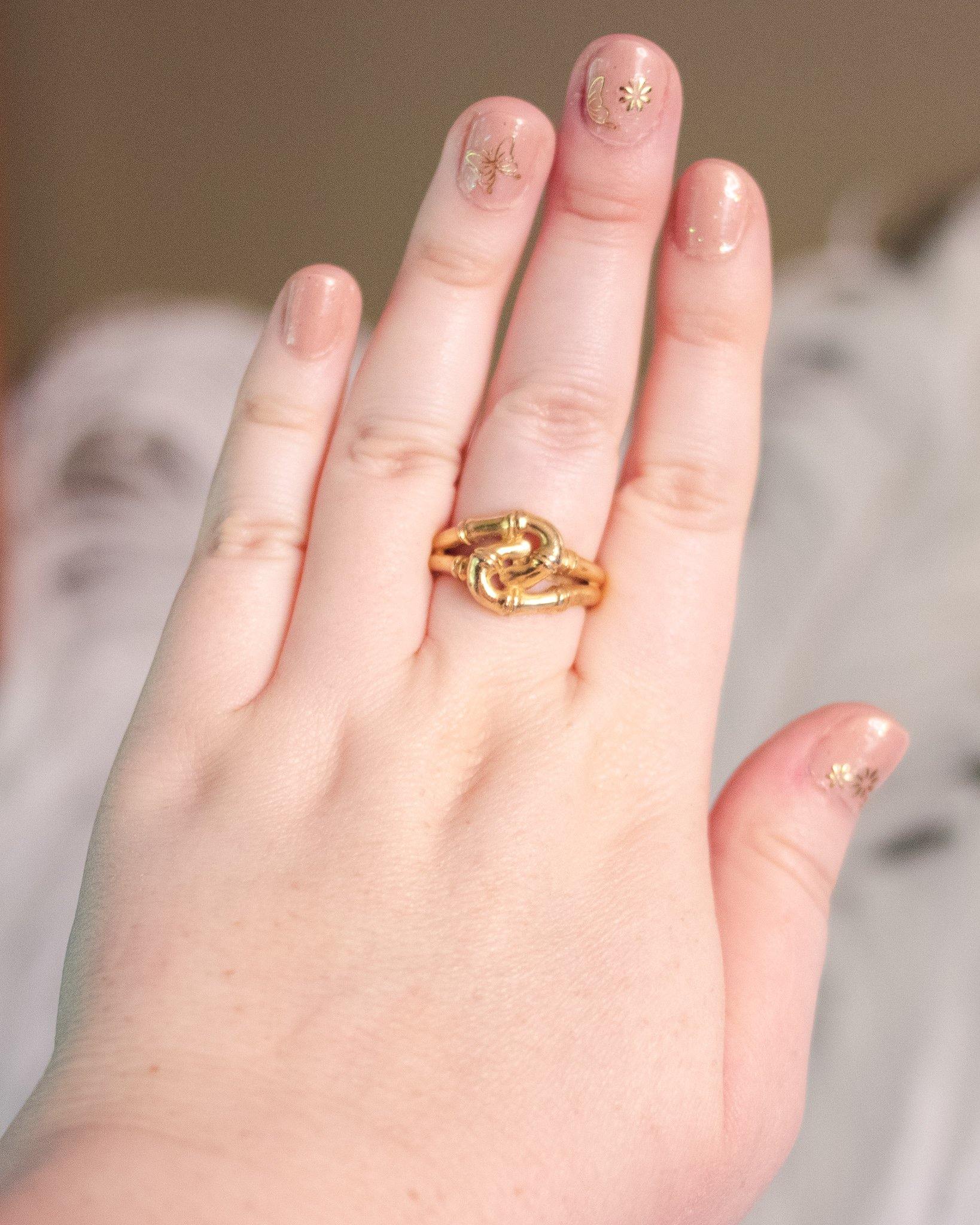 Vintage Crown Trifari Bamboo Knot Ring by Crown Trifari - Vintage Meet Modern Vintage Jewelry - Chicago, Illinois - #oldhollywoodglamour #vintagemeetmodern #designervintage #jewelrybox #antiquejewelry #vintagejewelry