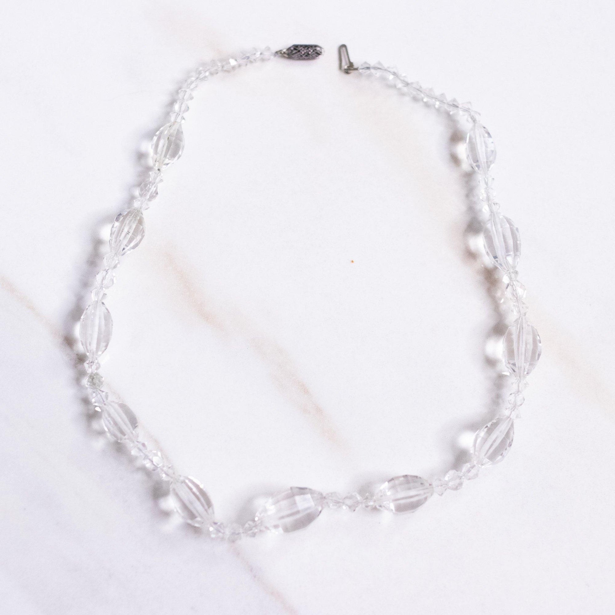 Vintage Czech Etched Cut Crystal Beaded Necklace by Czech - Vintage Meet Modern Vintage Jewelry - Chicago, Illinois - #oldhollywoodglamour #vintagemeetmodern #designervintage #jewelrybox #antiquejewelry #vintagejewelry