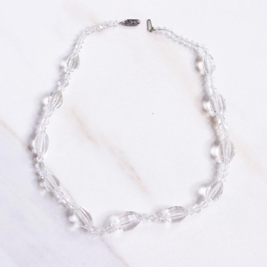 Vintage Czech Etched Cut Crystal Beaded Necklace by Czech - Vintage Meet Modern Vintage Jewelry - Chicago, Illinois - #oldhollywoodglamour #vintagemeetmodern #designervintage #jewelrybox #antiquejewelry #vintagejewelry