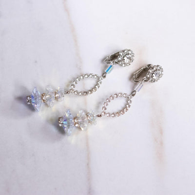 Vintage Faceted Aurora Borealis Dangling Statement Earrings by Unsigned Beauty - Vintage Meet Modern Vintage Jewelry - Chicago, Illinois - #oldhollywoodglamour #vintagemeetmodern #designervintage #jewelrybox #antiquejewelry #vintagejewelry