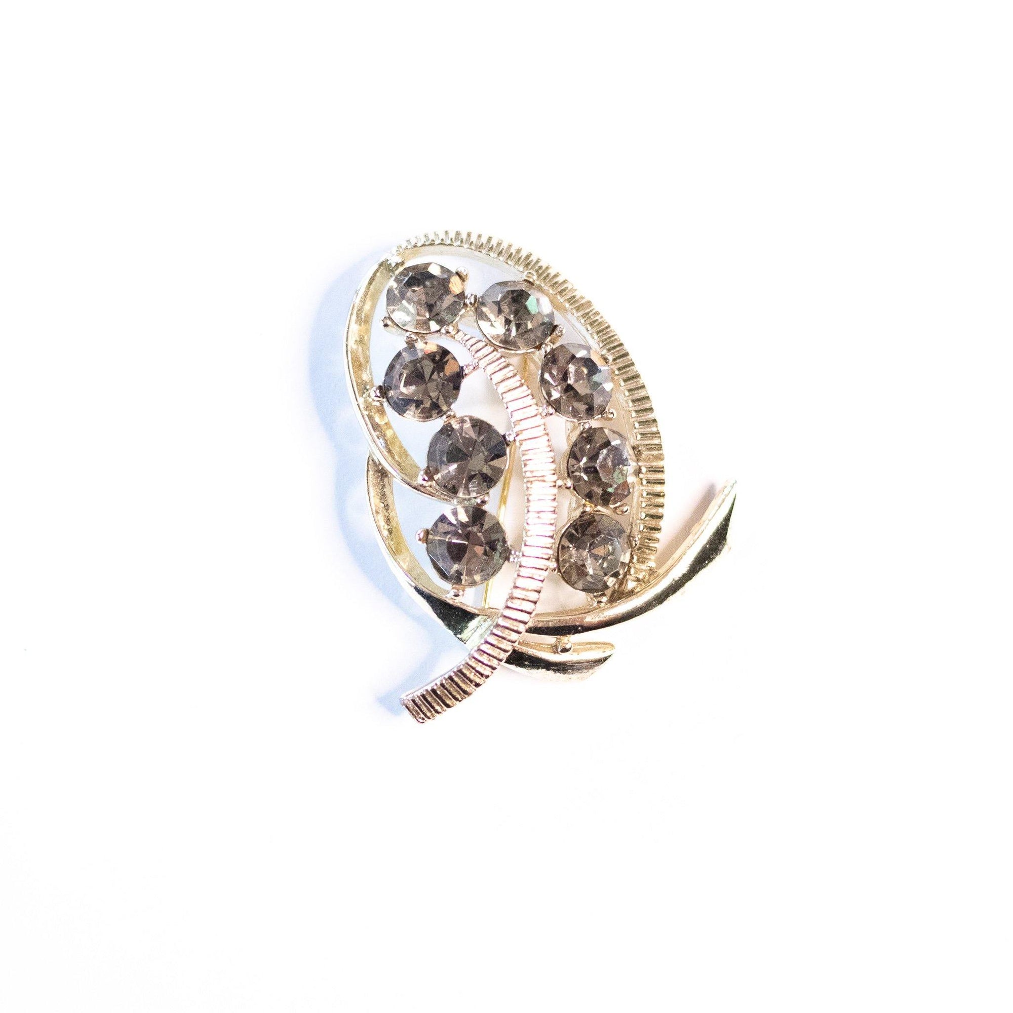 Vintage Kramer NY Smoke Rhinestone Brooch by Kramer NY - Vintage Meet Modern Vintage Jewelry - Chicago, Illinois - #oldhollywoodglamour #vintagemeetmodern #designervintage #jewelrybox #antiquejewelry #vintagejewelry