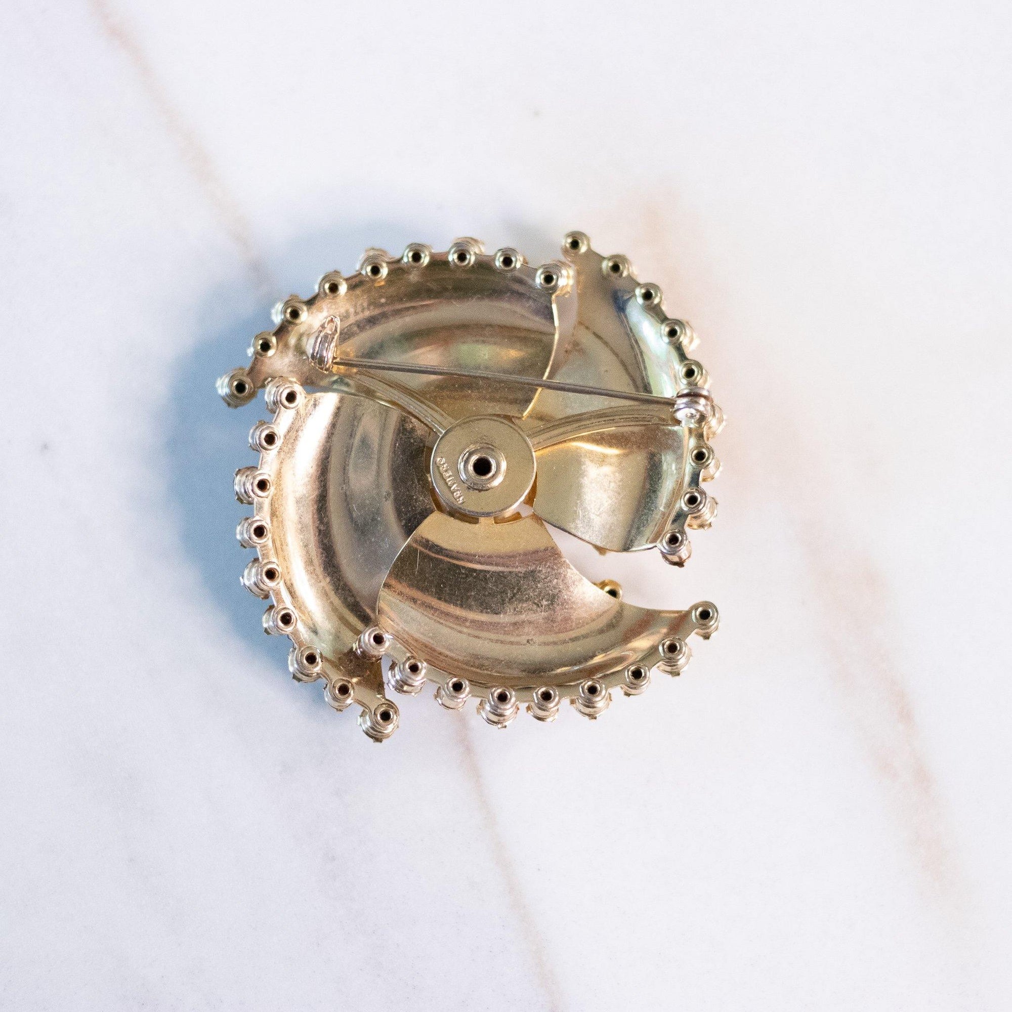 Vintage Kramer NY Smoked Rhinestone and Diamante Crystal Pinwheel Brooch by Kramer NY - Vintage Meet Modern Vintage Jewelry - Chicago, Illinois - #oldhollywoodglamour #vintagemeetmodern #designervintage #jewelrybox #antiquejewelry #vintagejewelry