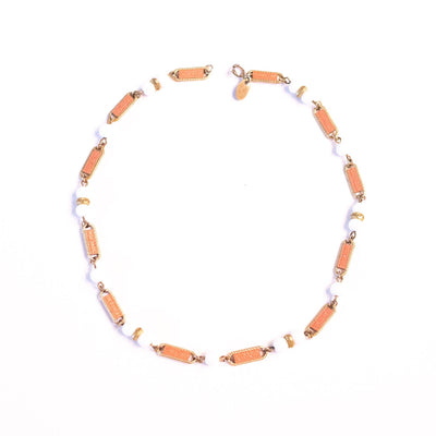 Vintage Les Bernard Victorian Revival Milk Glass and Bookchain Style Necklace by Les Bernard - Vintage Meet Modern Vintage Jewelry - Chicago, Illinois - #oldhollywoodglamour #vintagemeetmodern #designervintage #jewelrybox #antiquejewelry #vintagejewelry
