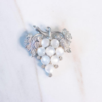 Vintage Moonglow and Diamante Rhinestone Brooch by Unsigned Beauty - Vintage Meet Modern Vintage Jewelry - Chicago, Illinois - #oldhollywoodglamour #vintagemeetmodern #designervintage #jewelrybox #antiquejewelry #vintagejewelry