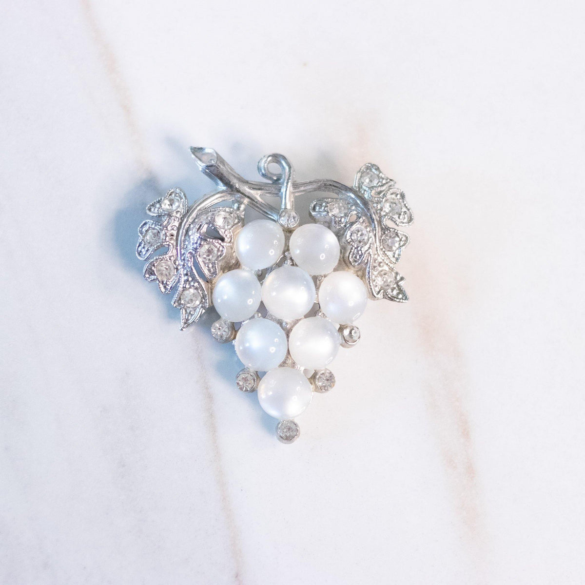 Vintage Moonglow and Diamante Rhinestone Brooch