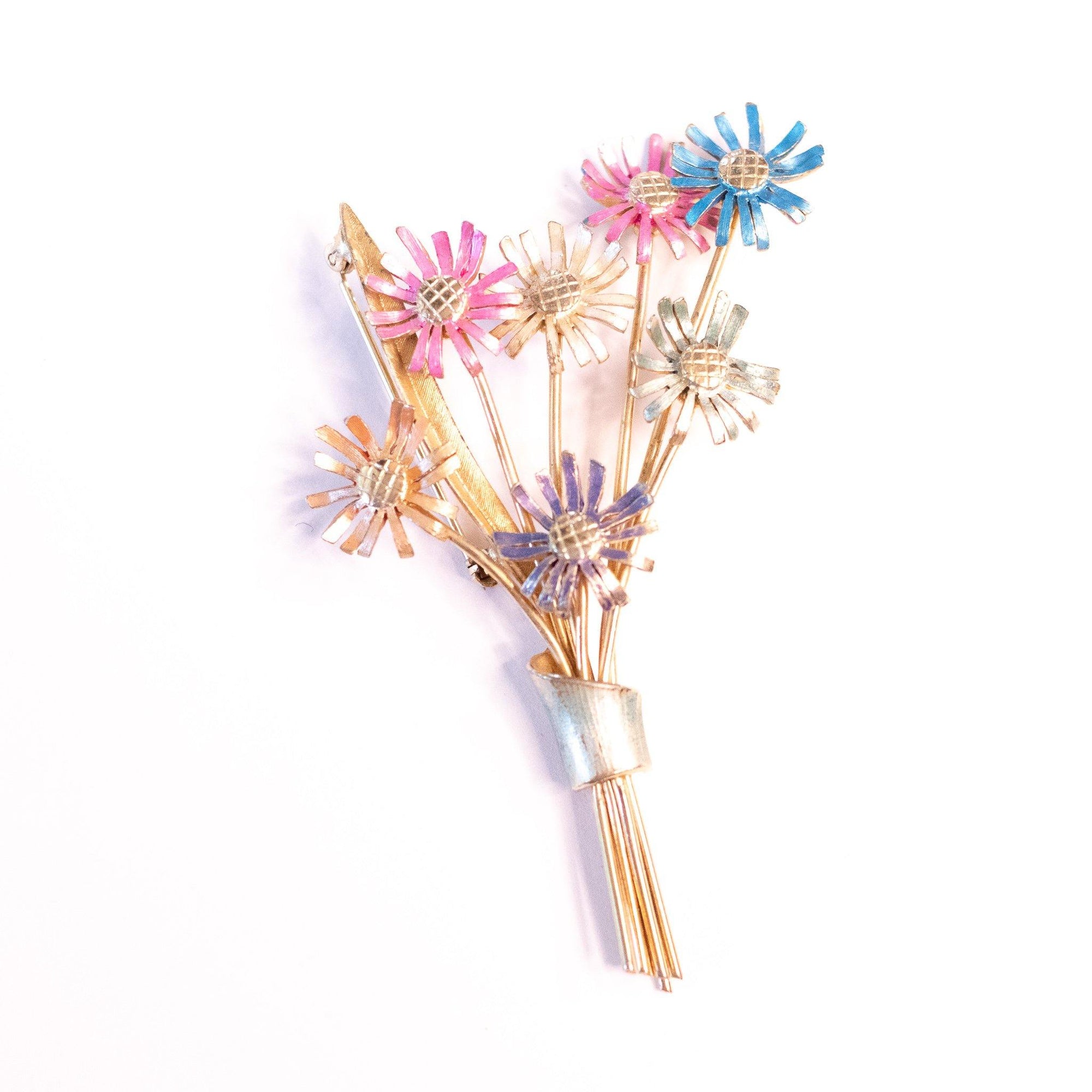 Vintage Pink, Blue, Purple Kramer Daisy Brooch by Kramer NY - Vintage Meet Modern Vintage Jewelry - Chicago, Illinois - #oldhollywoodglamour #vintagemeetmodern #designervintage #jewelrybox #antiquejewelry #vintagejewelry