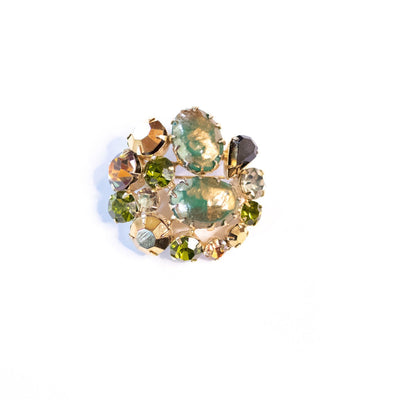 Vintage Regency Green Pearl and Gold Rhinestone Brooch by Regency - Vintage Meet Modern Vintage Jewelry - Chicago, Illinois - #oldhollywoodglamour #vintagemeetmodern #designervintage #jewelrybox #antiquejewelry #vintagejewelry