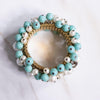 Vintage Retro Turquoise and Faux Pearl Loaded Cha Cha Beaded Expansion Bracelet by Unsigned Beauty - Vintage Meet Modern Vintage Jewelry - Chicago, Illinois - #oldhollywoodglamour #vintagemeetmodern #designervintage #jewelrybox #antiquejewelry #vintagejewelry