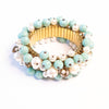 Vintage Retro Turquoise and Faux Pearl Loaded Cha Cha Beaded Expansion Bracelet by Unsigned Beauty - Vintage Meet Modern Vintage Jewelry - Chicago, Illinois - #oldhollywoodglamour #vintagemeetmodern #designervintage #jewelrybox #antiquejewelry #vintagejewelry