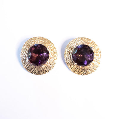 Vintage Royal Purple and Gold Statement Earrings by Hobe - Vintage Meet Modern Vintage Jewelry - Chicago, Illinois - #oldhollywoodglamour #vintagemeetmodern #designervintage #jewelrybox #antiquejewelry #vintagejewelry