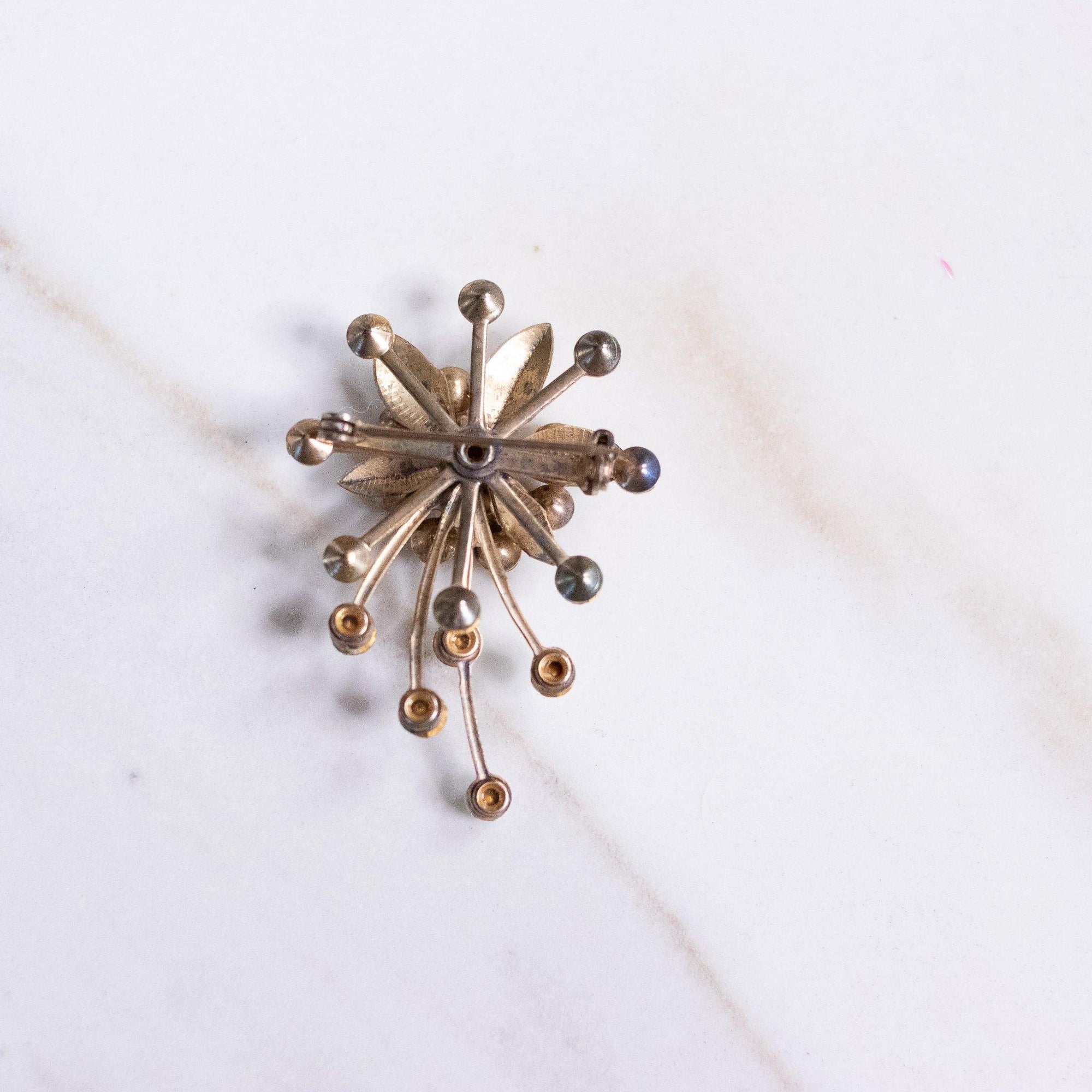 Vintage Smoke and Diamante Floral Spray Brooch by Unsigned Beauty - Vintage Meet Modern Vintage Jewelry - Chicago, Illinois - #oldhollywoodglamour #vintagemeetmodern #designervintage #jewelrybox #antiquejewelry #vintagejewelry