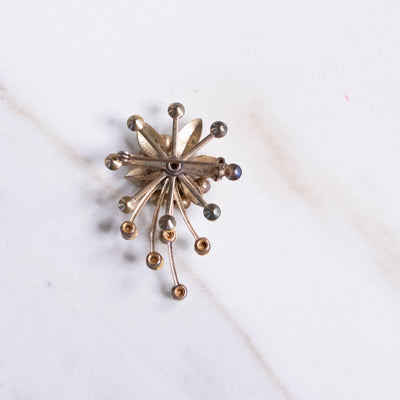 Vintage Smoke and Diamante Floral Spray Brooch by Unsigned Beauty - Vintage Meet Modern Vintage Jewelry - Chicago, Illinois - #oldhollywoodglamour #vintagemeetmodern #designervintage #jewelrybox #antiquejewelry #vintagejewelry