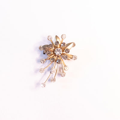 Vintage Smoke and Diamante Floral Spray Brooch by Unsigned Beauty - Vintage Meet Modern Vintage Jewelry - Chicago, Illinois - #oldhollywoodglamour #vintagemeetmodern #designervintage #jewelrybox #antiquejewelry #vintagejewelry