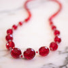 Vintage Art Deco Era Czech Red and Clear Cut Faceted Crystal Bead Necklace by Czech - Vintage Meet Modern Vintage Jewelry - Chicago, Illinois - #oldhollywoodglamour #vintagemeetmodern #designervintage #jewelrybox #antiquejewelry #vintagejewelry