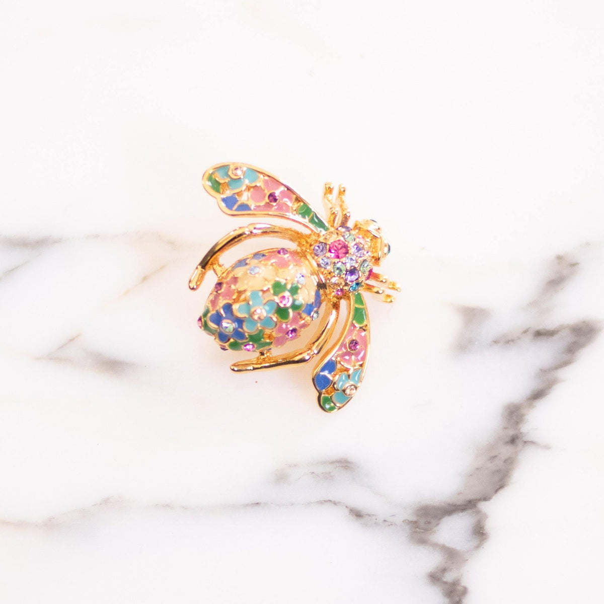 Vintage Joan Rivers Colorful Bejewled Bee Brooch