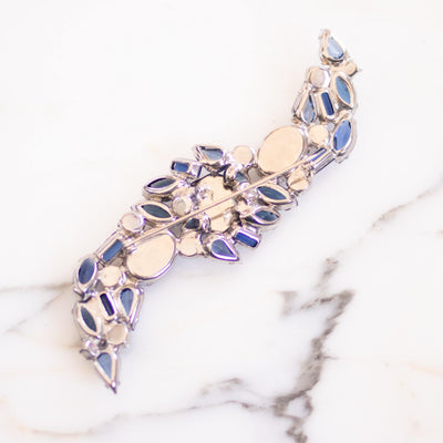 Vintage Juliana Large East West Style Blue and Purple Rhinestone Statement Brooch by Vintage Meet Modern - Vintage Meet Modern Vintage Jewelry - Chicago, Illinois - #oldhollywoodglamour #vintagemeetmodern #designervintage #jewelrybox #antiquejewelry #vintagejewelry