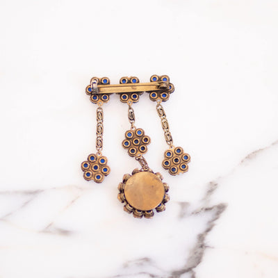 Vintage 1930s Czech Sapphire Blue Crystal Dangle Brooch by Czech - Vintage Meet Modern Vintage Jewelry - Chicago, Illinois - #oldhollywoodglamour #vintagemeetmodern #designervintage #jewelrybox #antiquejewelry #vintagejewelry