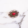 Vintage Czech Brooch with Red Cabochon and Royal Colored Rhinestones by Czech - Vintage Meet Modern Vintage Jewelry - Chicago, Illinois - #oldhollywoodglamour #vintagemeetmodern #designervintage #jewelrybox #antiquejewelry #vintagejewelry