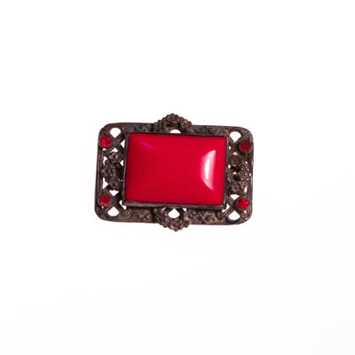 Vintage Czech Red Glass Brooch by Czech - Vintage Meet Modern Vintage Jewelry - Chicago, Illinois - #oldhollywoodglamour #vintagemeetmodern #designervintage #jewelrybox #antiquejewelry #vintagejewelry
