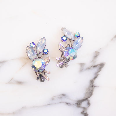Vintage Light Blue Rhinestone Statement Earrings by Unsigned Beauty - Vintage Meet Modern Vintage Jewelry - Chicago, Illinois - #oldhollywoodglamour #vintagemeetmodern #designervintage #jewelrybox #antiquejewelry #vintagejewelry