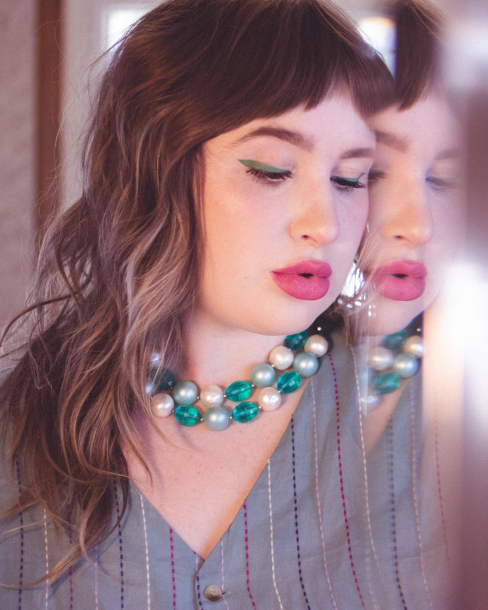 Vintage Chunky Aqua and Faux Pearl Bead Double Strand Necklace by Czech - Vintage Meet Modern Vintage Jewelry - Chicago, Illinois - #oldhollywoodglamour #vintagemeetmodern #designervintage #jewelrybox #antiquejewelry #vintagejewelry