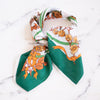 Vintage Orange and Green Scarf with Floral, Birds and Butterflies Motif by Made in Japan - Vintage Meet Modern Vintage Jewelry - Chicago, Illinois - #oldhollywoodglamour #vintagemeetmodern #designervintage #jewelrybox #antiquejewelry #vintagejewelry
