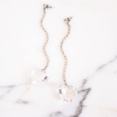 Vintage Rhinestone and Crystal Heart Shoulder Duster Statement Earrings by Unsigned Beauty - Vintage Meet Modern Vintage Jewelry - Chicago, Illinois - #oldhollywoodglamour #vintagemeetmodern #designervintage #jewelrybox #antiquejewelry #vintagejewelry