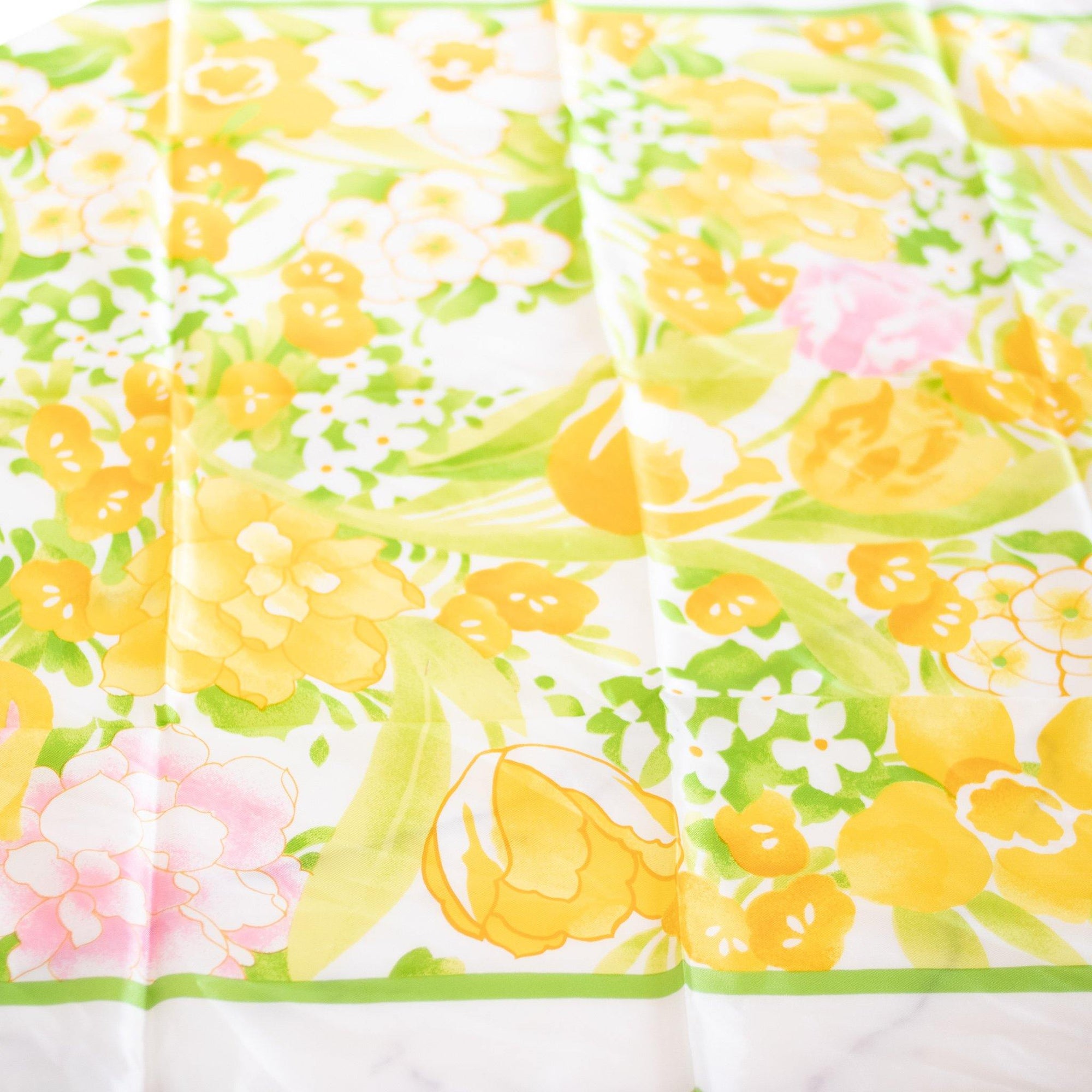Vintage Yellow, Green, and Pink Floral Scarf by Avon - Vintage Meet Modern Vintage Jewelry - Chicago, Illinois - #oldhollywoodglamour #vintagemeetmodern #designervintage #jewelrybox #antiquejewelry #vintagejewelry