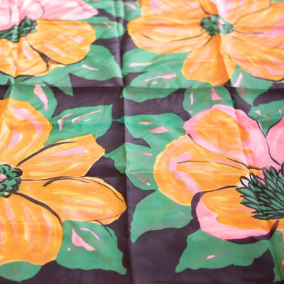 Vintage Green Scarf with Orange and Pink Flowers by Made in Japan - Vintage Meet Modern Vintage Jewelry - Chicago, Illinois - #oldhollywoodglamour #vintagemeetmodern #designervintage #jewelrybox #antiquejewelry #vintagejewelry