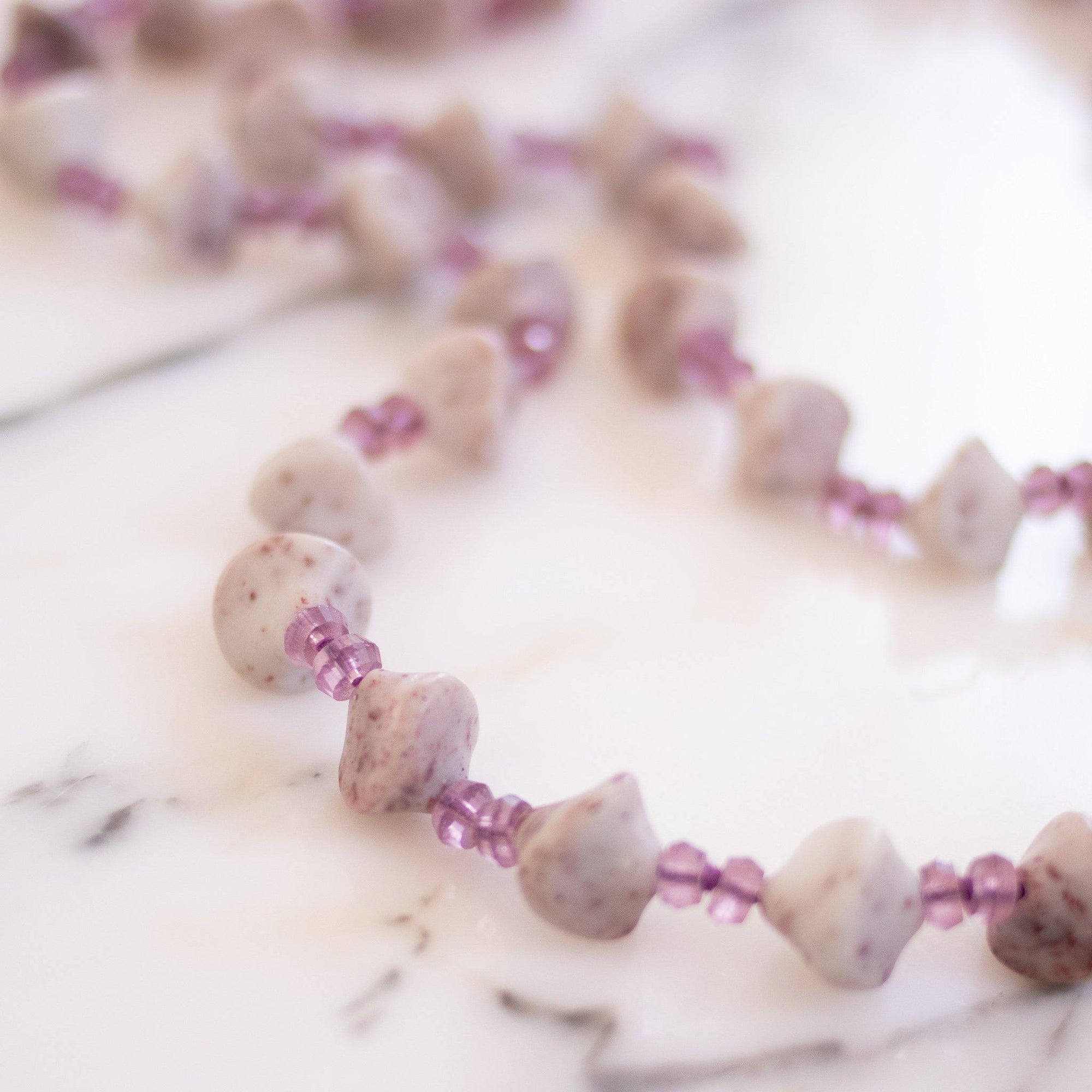 Vintage Quartz and Amethyst Crystal Bead Necklace by Artisan Made - Vintage Meet Modern Vintage Jewelry - Chicago, Illinois - #oldhollywoodglamour #vintagemeetmodern #designervintage #jewelrybox #antiquejewelry #vintagejewelry