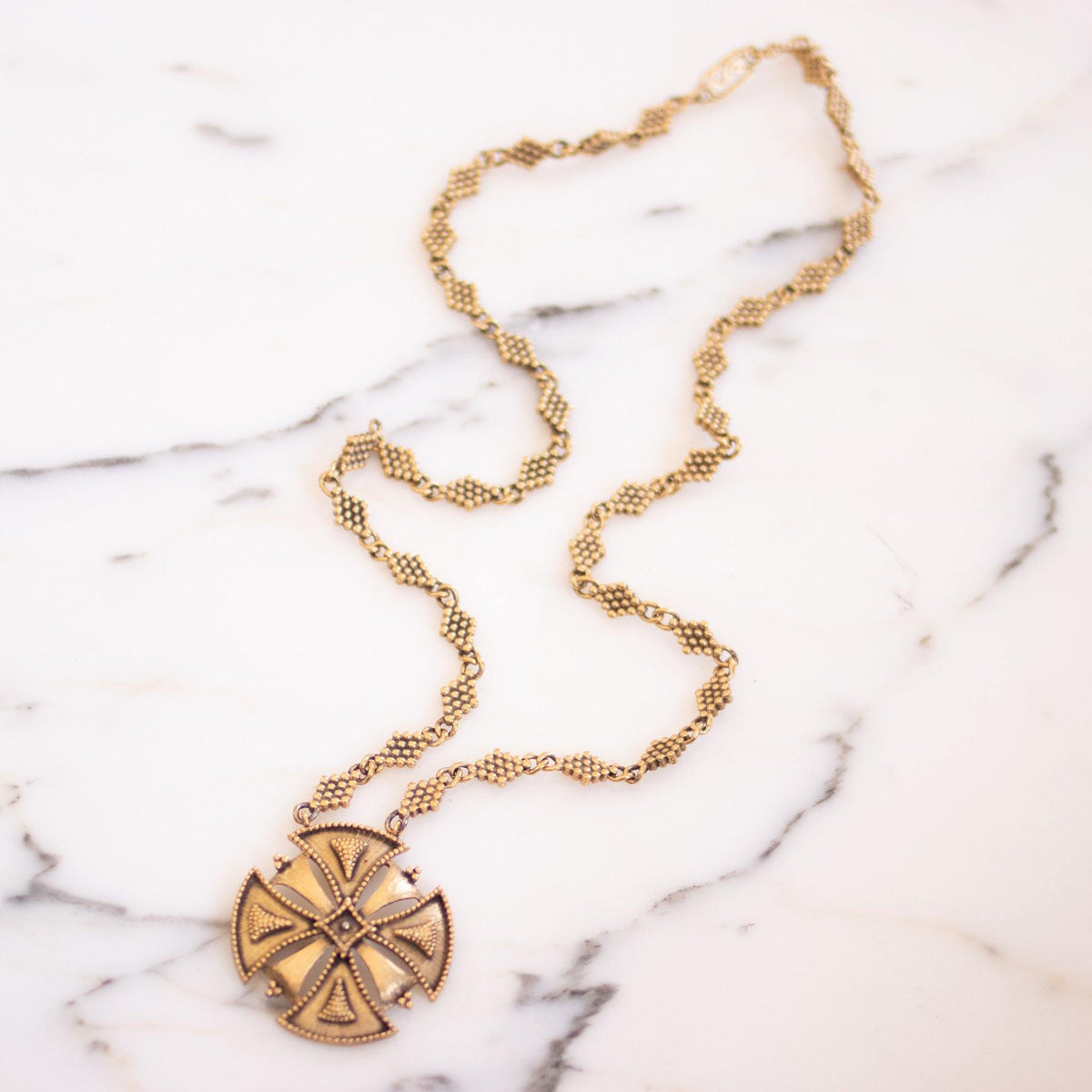 Vintage Yves Saint Laurent Maltese Cross Statement Necklace