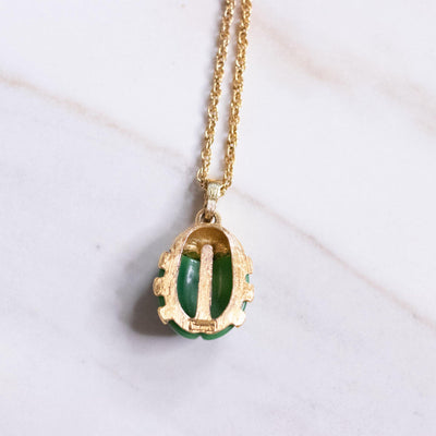 Vintage Crown Trifari Green Ladybug Pendant Necklace by Crown Trifari - Vintage Meet Modern Vintage Jewelry - Chicago, Illinois - #oldhollywoodglamour #vintagemeetmodern #designervintage #jewelrybox #antiquejewelry #vintagejewelry