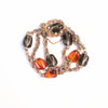 Vintage Vogue Bijoux Amber and Smokey Glass with Rhinestones Multi-Chain Bracelet by Vogue Bijoux - Vintage Meet Modern Vintage Jewelry - Chicago, Illinois - #oldhollywoodglamour #vintagemeetmodern #designervintage #jewelrybox #antiquejewelry #vintagejewelry