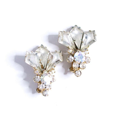 Vintage Champagne Crystal and Aurora Borealis Statement Earrings by Unsigned Beauty - Vintage Meet Modern Vintage Jewelry - Chicago, Illinois - #oldhollywoodglamour #vintagemeetmodern #designervintage #jewelrybox #antiquejewelry #vintagejewelry