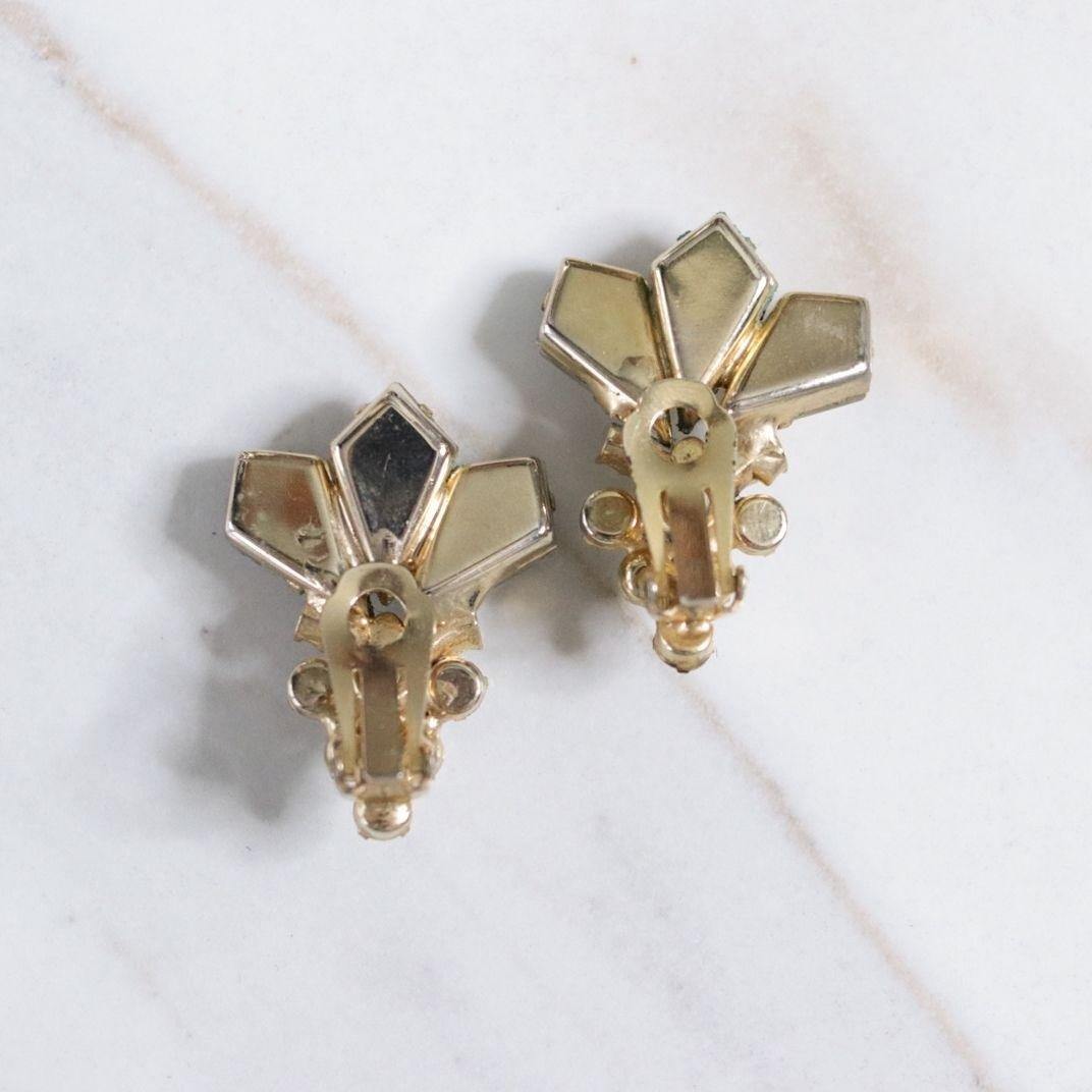 Vintage Champagne Crystal and Aurora Borealis Statement Earrings by Unsigned Beauty - Vintage Meet Modern Vintage Jewelry - Chicago, Illinois - #oldhollywoodglamour #vintagemeetmodern #designervintage #jewelrybox #antiquejewelry #vintagejewelry