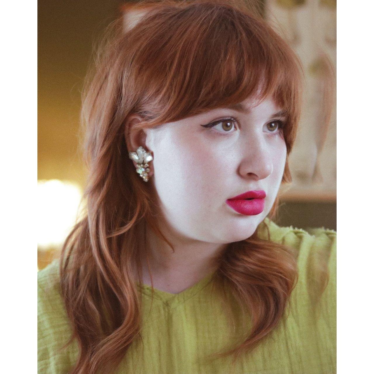 Vintage Champagne Crystal and Aurora Borealis Statement Earrings by Unsigned Beauty - Vintage Meet Modern Vintage Jewelry - Chicago, Illinois - #oldhollywoodglamour #vintagemeetmodern #designervintage #jewelrybox #antiquejewelry #vintagejewelry