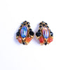 Vintage Florenza Carnival Glass, Carnelian, Jet Crystal Earrings by Florenza - Vintage Meet Modern Vintage Jewelry - Chicago, Illinois - #oldhollywoodglamour #vintagemeetmodern #designervintage #jewelrybox #antiquejewelry #vintagejewelry