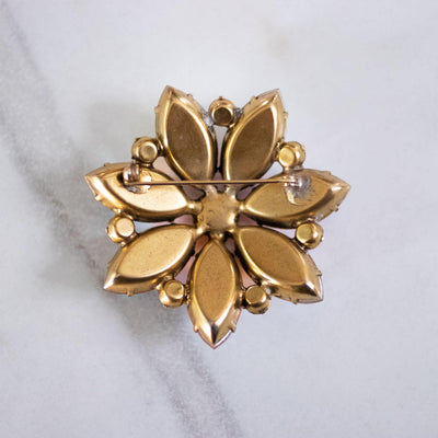 Vintage Large Amber Citrine Aurora Borealis Rhinestone Brooch by Unsigned Beauty - Vintage Meet Modern Vintage Jewelry - Chicago, Illinois - #oldhollywoodglamour #vintagemeetmodern #designervintage #jewelrybox #antiquejewelry #vintagejewelry