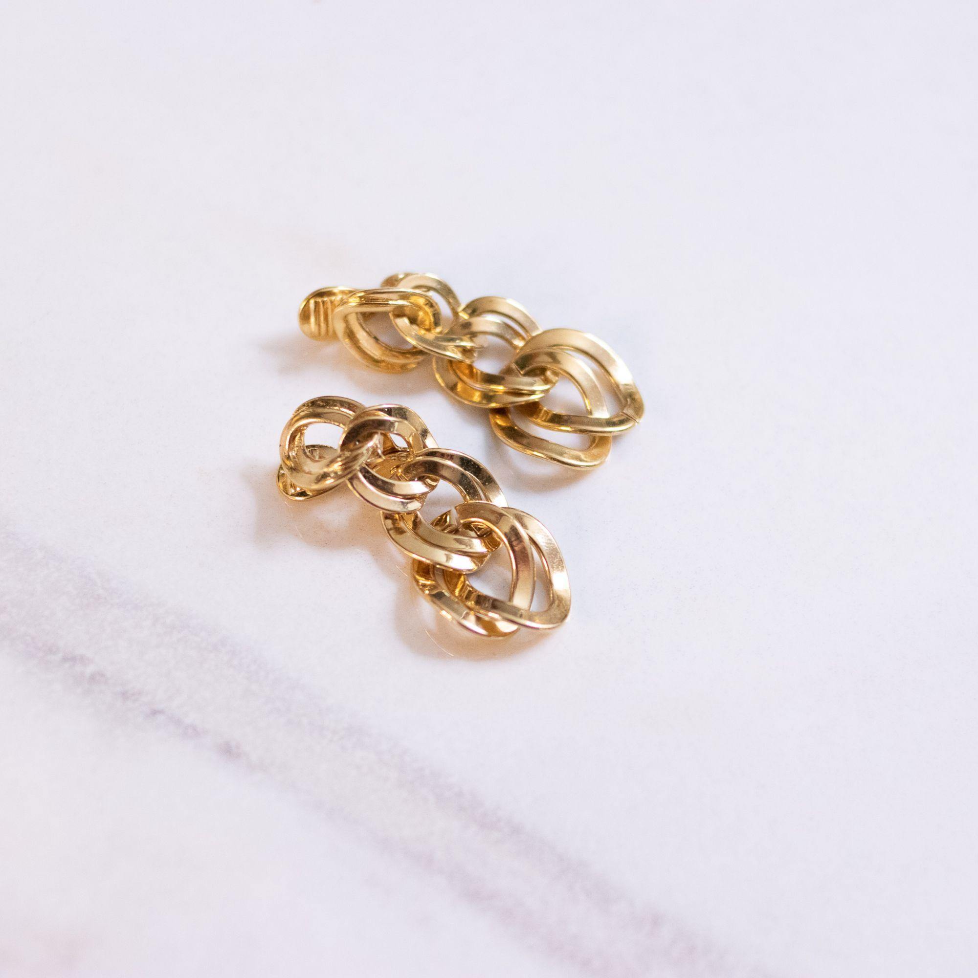 Vintage Monet Gold Double Link Chain Statement Earrings by Monet - Vintage Meet Modern Vintage Jewelry - Chicago, Illinois - #oldhollywoodglamour #vintagemeetmodern #designervintage #jewelrybox #antiquejewelry #vintagejewelry