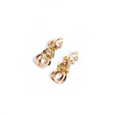 Vintage Monet Gold Double Link Chain Statement Earrings by Monet - Vintage Meet Modern Vintage Jewelry - Chicago, Illinois - #oldhollywoodglamour #vintagemeetmodern #designervintage #jewelrybox #antiquejewelry #vintagejewelry