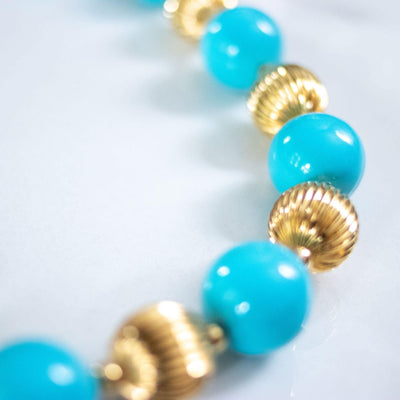 Vintage Joan Rivers Chunky Gold and Turquoise Bead Necklace by Joan Rivers - Vintage Meet Modern Vintage Jewelry - Chicago, Illinois - #oldhollywoodglamour #vintagemeetmodern #designervintage #jewelrybox #antiquejewelry #vintagejewelry