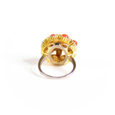 Vintage Coral Cabochon and Diamante Rhinestone Statement Ring by Unsigned Beauty - Vintage Meet Modern Vintage Jewelry - Chicago, Illinois - #oldhollywoodglamour #vintagemeetmodern #designervintage #jewelrybox #antiquejewelry #vintagejewelry