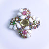 Vintage Milk Glass, Pink, Blue, Yellow, and Green Rhinestone Brooch by Unsigned Beauty - Vintage Meet Modern Vintage Jewelry - Chicago, Illinois - #oldhollywoodglamour #vintagemeetmodern #designervintage #jewelrybox #antiquejewelry #vintagejewelry