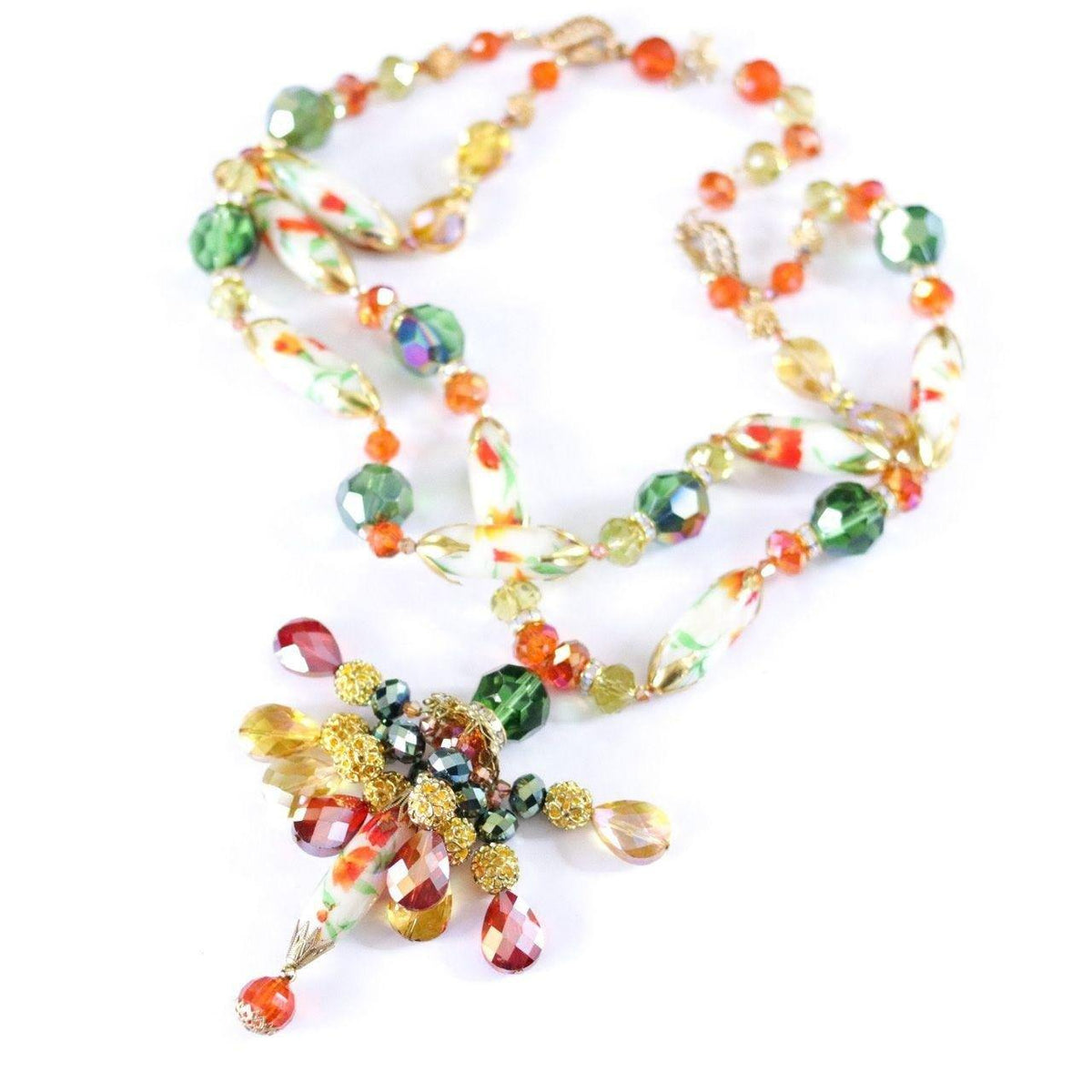 Vintage Vendome Art Glass Tassel Necklace