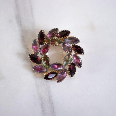 Vintage Shades of Purple Rhinestone Brooch by Unsigned Beauty - Vintage Meet Modern Vintage Jewelry - Chicago, Illinois - #oldhollywoodglamour #vintagemeetmodern #designervintage #jewelrybox #antiquejewelry #vintagejewelry