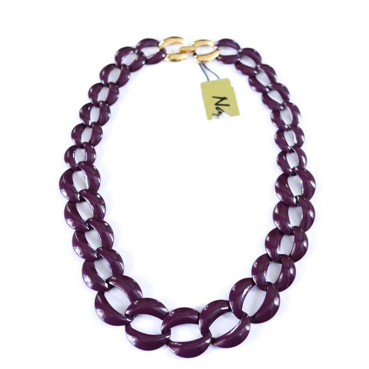 Vintage Napier Gold and Purple Chunky Chain Link Necklace