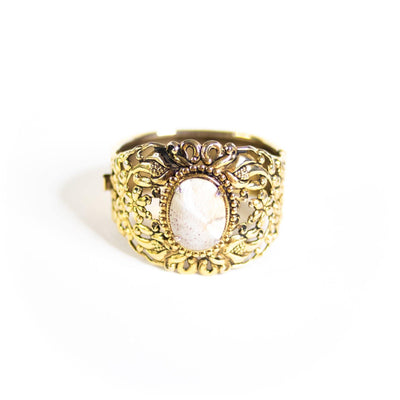 Vintage Renaissance Revival Cuff Bracelet with Agate Center Stone by Unsigned Beauty - Vintage Meet Modern Vintage Jewelry - Chicago, Illinois - #oldhollywoodglamour #vintagemeetmodern #designervintage #jewelrybox #antiquejewelry #vintagejewelry