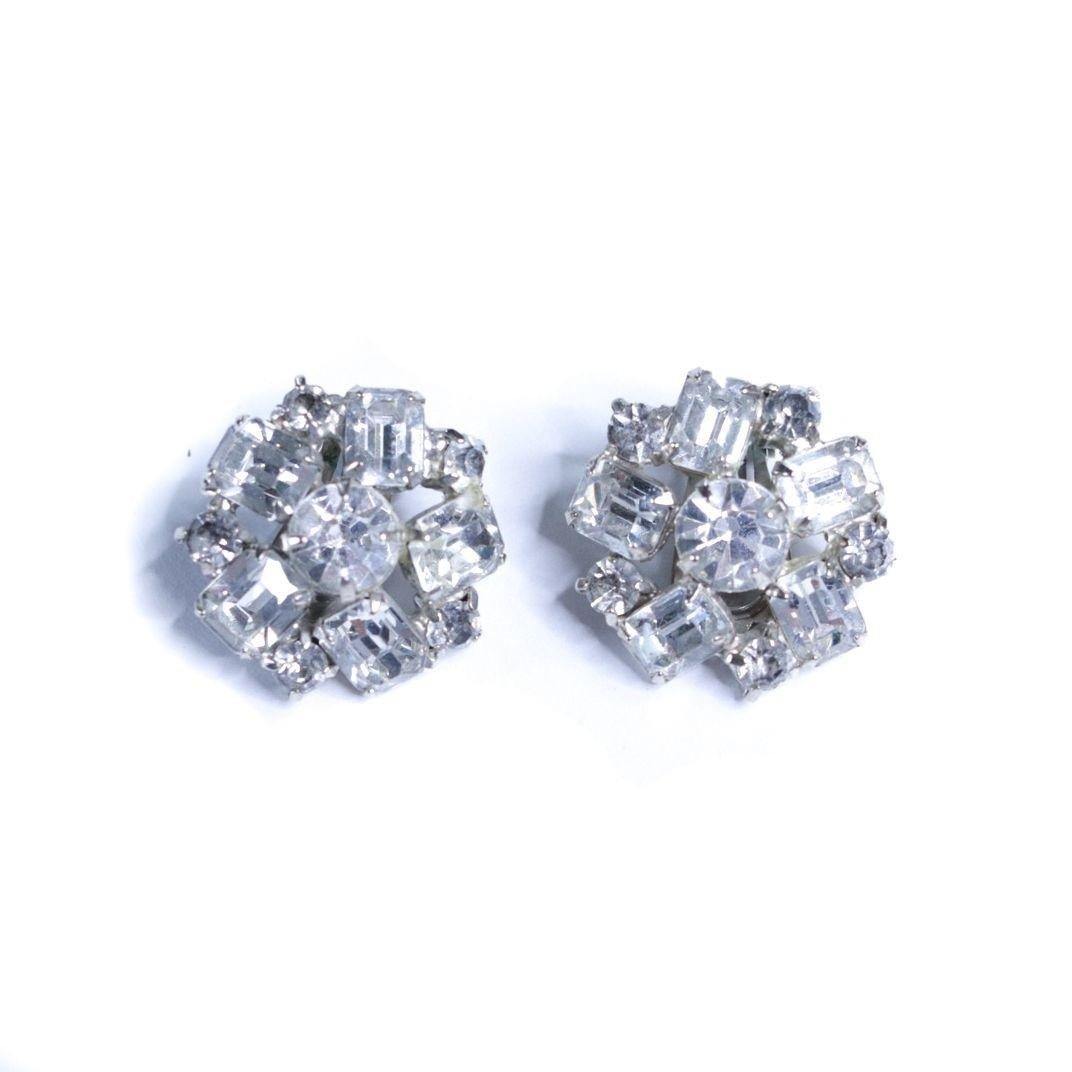 Vintage Diamante Rhinestone Statement Earrings