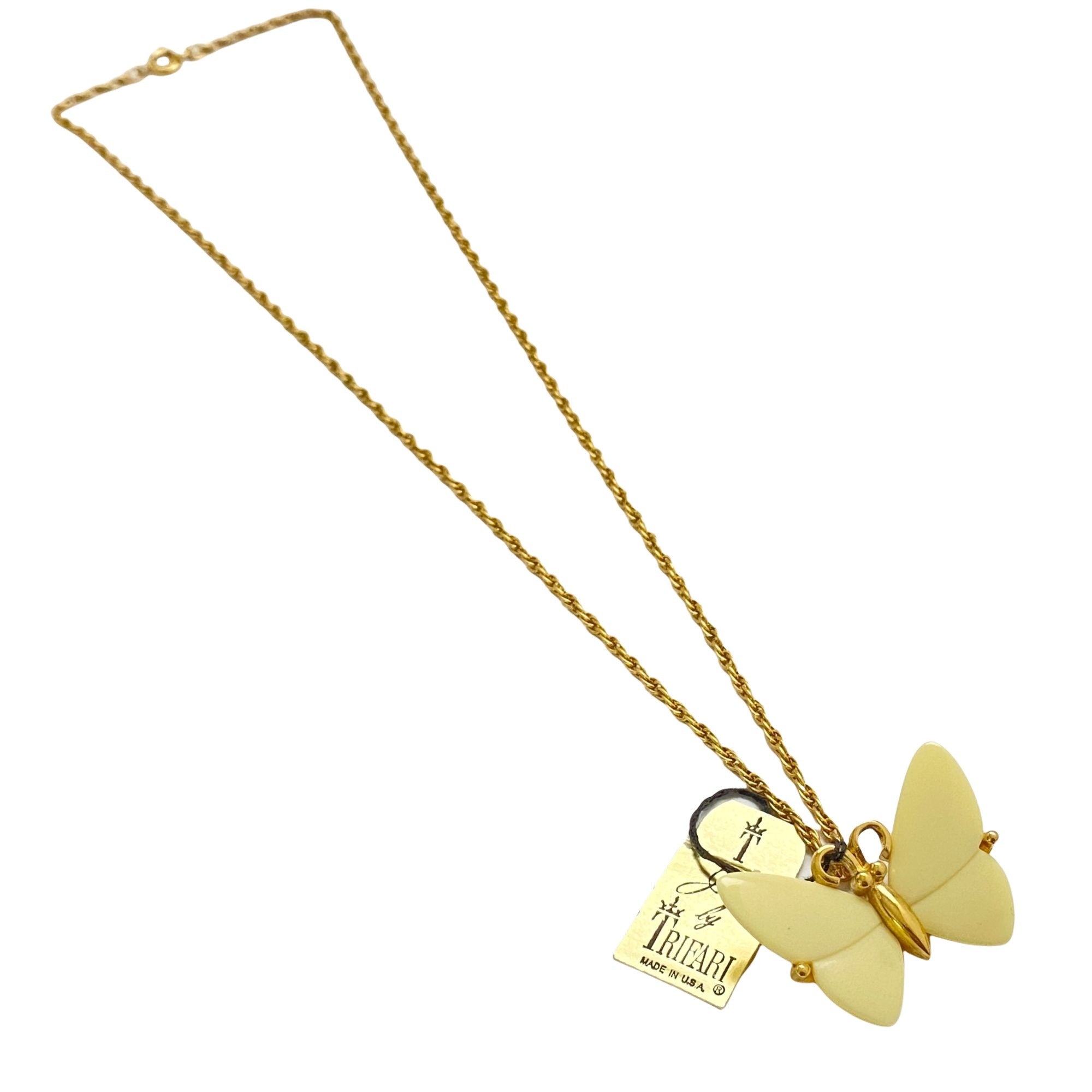 Vintage Crown Trifari Cream Butterfly Necklace by Crown Trifari - Vintage Meet Modern Vintage Jewelry - Chicago, Illinois - #oldhollywoodglamour #vintagemeetmodern #designervintage #jewelrybox #antiquejewelry #vintagejewelry