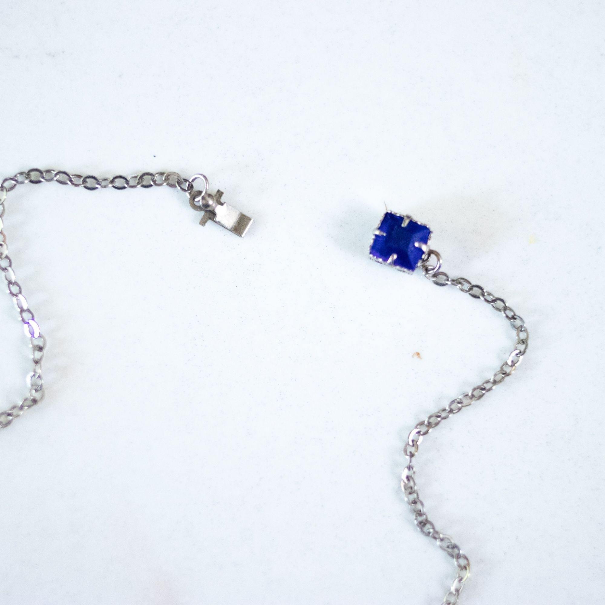 Vintage Art Deco Blue Crystal Lavalier Necklace by Art Deco Era - Vintage Meet Modern Vintage Jewelry - Chicago, Illinois - #oldhollywoodglamour #vintagemeetmodern #designervintage #jewelrybox #antiquejewelry #vintagejewelry